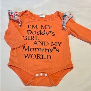 “Bundle 10/$13” Orange 0-3 month Baby girl bodysuit with Ruffle Sleeves